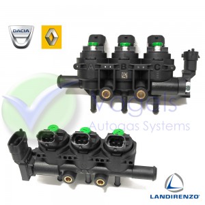 Landi Renzo LPG Injectorrail 3 Cil GIRS - S Groen met Sensor tbv Renault Dacia OEM