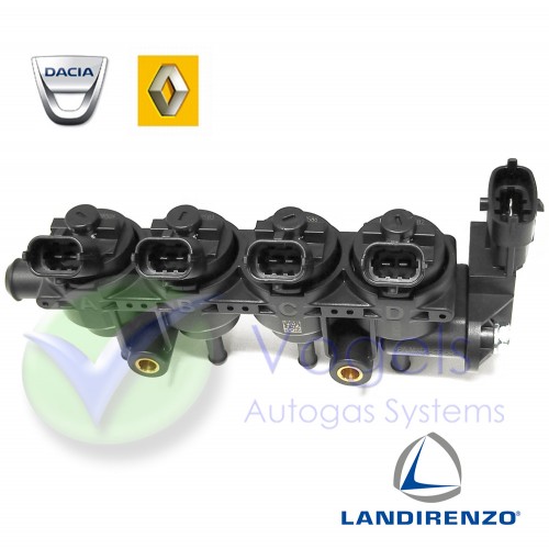 Landi Renzo LPG Injectorrail 4 Cil GIRS - M Zwart met Sensor tbv Renault Dacia OEM