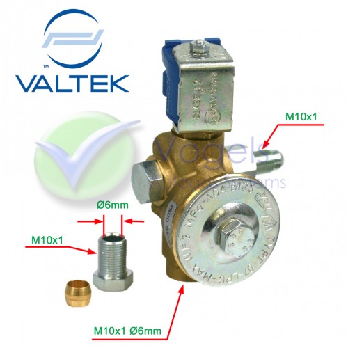 Valtek LPG-Gasafsluiter Type 07 M10x1 - 6mm aansluiting AMP-Connector
