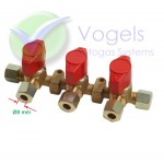 RECA Schnellschlussventil 3-Wege 8mm Kompressionskupplung