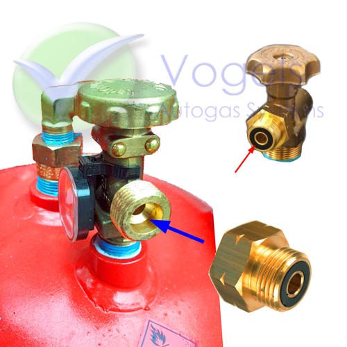 Adapter Piece Brass with rubber seal SHELL G.5 x G.12 - for Gas bottle