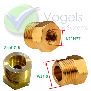 Kupplung 1/4" NPT Innengewinde x Shell G.5 W21,8 Links Außengewinde