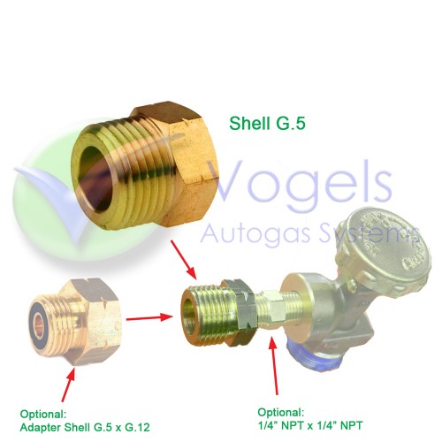 Verloopstuk 1/4" NPT Female x Shell G.5 W21,8 Links Buitendraad