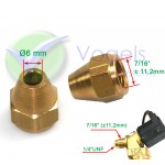 Flarewartel 6mm 1/4" UNF - Flare aansluiting tbv 6mm koperen leiding