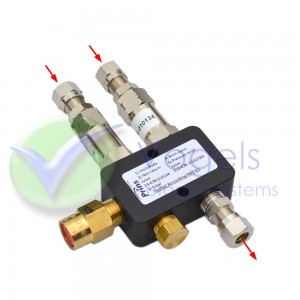 Prins Koppelblok voor Ø8mm-Leiding tbv 2 x LPG-Tank - 190/37002