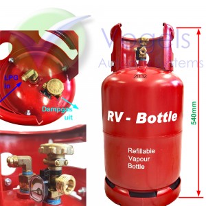 RV-LPG Gasflasche 26,5 Liter Leichtbaustahl mit 80% Füllstopp Wiederbefüllbar