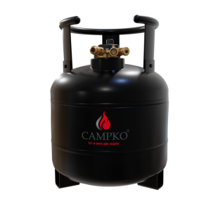 CAMPKO Stahl LPG-Gasflasche Multiventil 15 Liter mit 80 % Füllstopp – wiederbefüllbar