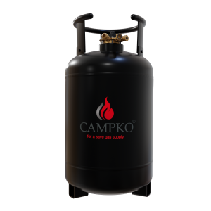 CAMPKO Stahl LPG-Gasflasche Multiventil 30 Liter mit 80 % Füllstopp – wiederbefüllbar