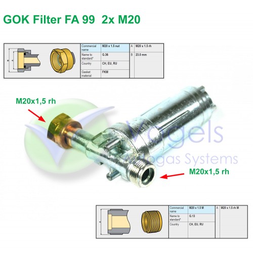 GOK Caramatic Connect Clean Hoge druk filter M20 x1.5 aansluitingen