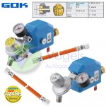 GOK Caramatic SafeDrive Plus Druckregler Set 30mbar 1,5kg/h - G.12 KLF x RVS10/8mm SV Anschluss - mit Crashsensor