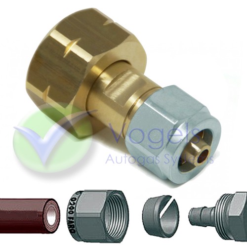 Koppelstuk Shell W21,8 LH G.12 t.b.v. LPG-Flexleiding FARO 8mm