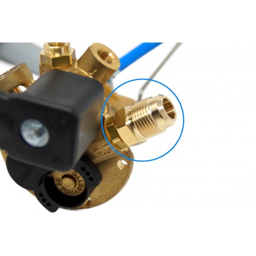 Koppelstuk 1/2"UNF Male x G1/4" Female voor aansluiten van vulslang op ingang van Multivalve