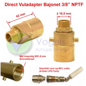Bajonetnippel 3/8" NPT voor Direct vullen op 80%-vuller