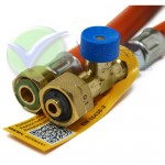 GOK Caramatic Hogedruk gasslang G.1 (IT-W20x1/14") x G.36 (M20x1.5) met slangbreukventiel - 450mm Lengte