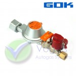 Drukregelaar GOK EN61 - 50mbar 1kg/h - Shell Komb.A W21,8 x RVS 8mm met afsluitklep voor lektesten
