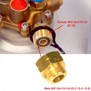 Adapter D4 - Buchse SHELL Kombi W21.8 x Stecker (G.2/G.4/G.8) W21.8 (BE,FR,CH,GB,IE,ES...)