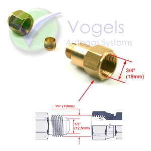 Brass Adapter Piece 1/2" UNF x Ø8mm compression