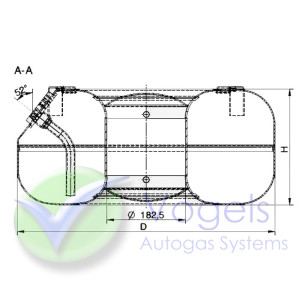 GZWM LPG-Toroidal Tank 4-Hole 91L (Ø720x270) 52° incl. Fitting - Gas Tight Valve Box Optional.