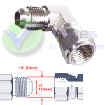 Koppelstuk Haaks 2x 1/2"UNF Male x Female tbv LPG-Vulslang - (8KTX-S)