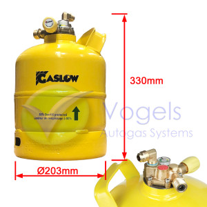 Gaslow Stalen LPG-Gasfles Ø203mm Multivalve 5,5 Liter (2,7kg) met 80% Vulstop - R67 Hervulbaar