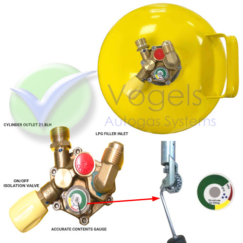 Gaslow Stalen LPG-Gasfles Ø304mm Multivalve 26 Liter (11kg) met 80% Vulstop - R67 Hervulbaar