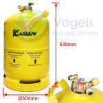 Gaslow Stahl LPG-Gasflasche Ø304mm Multiventil 26 Liter (11kg) mit 80 % Füllstopp – R67 nachfüllbar