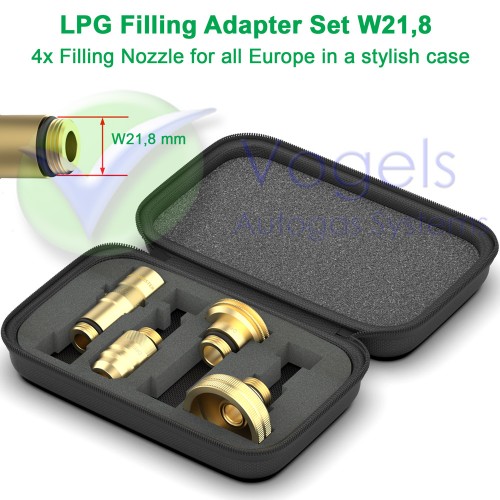 LPG-Vuladapter Set W21,8 buitendraad - 4 x Adapter in een hoes voor heel Europa - 107654