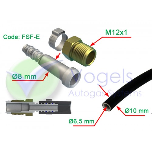 SF Fitting XD-4 FSF-E M12 + Oetiker leidingklem