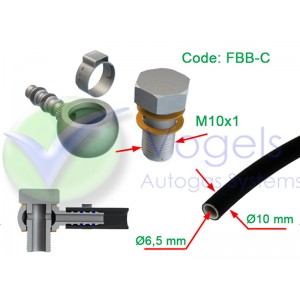 SF Fitting XD-4 FBB-C Banjo M10 + Oetiker pipe clamp