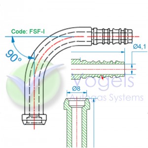 SF Fitting XD-4 FSF-I 90° M12 + Oetiker pipe clamp
