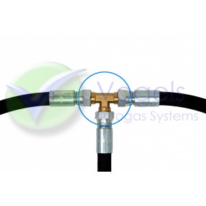 T-stuk 3x 1/2" UNF Flare t.b.v. LPG-vulslang