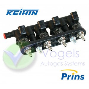 Keihin KN9 LPG / CNG Injector rail 4 cylinder Yellow (73cc) for Prins VSI System
